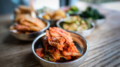 Photo of Mandu’s banchan (or panchan) by Darrow Montgomery